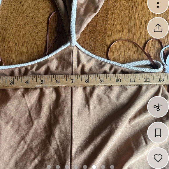 Sexy Tan Jumpsuit wide palazzo, halter rope tie, cutouts, 70s Disco festival NWT - Picture 9 of 10